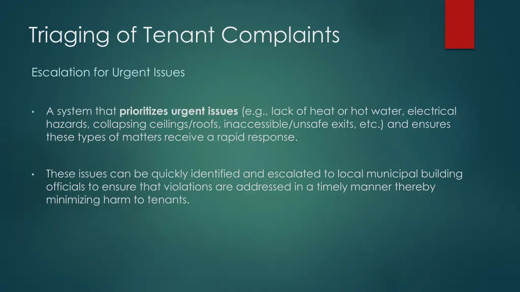triaging of tenant complaints
