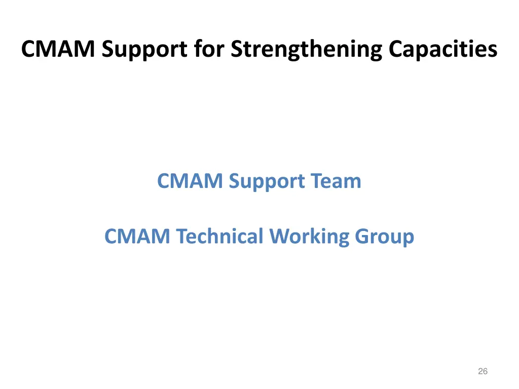cmam support for strengthening capacities
