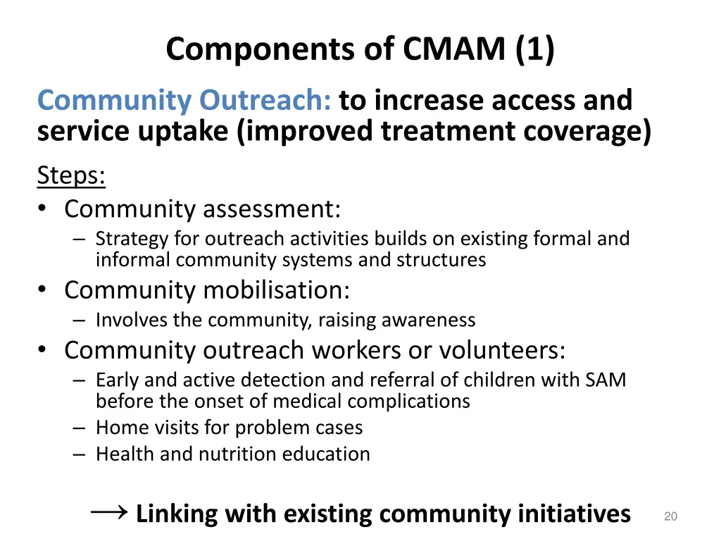 components of cmam 1