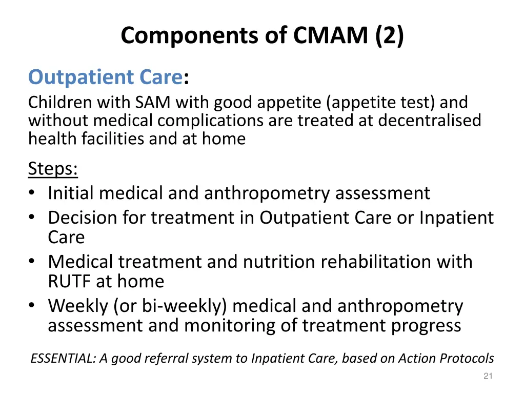 components of cmam 2