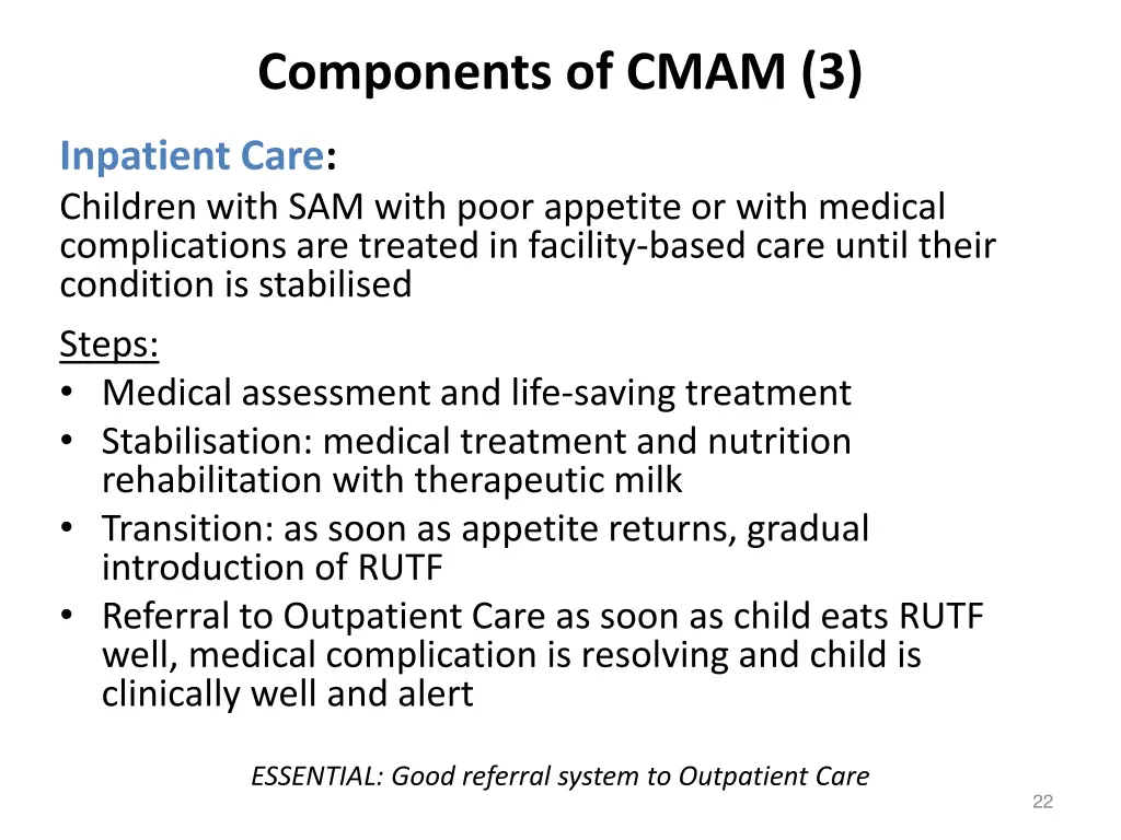 components of cmam 3
