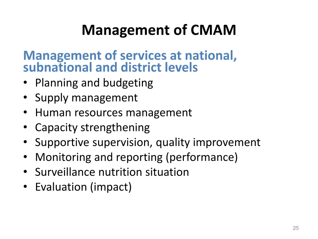 management of cmam