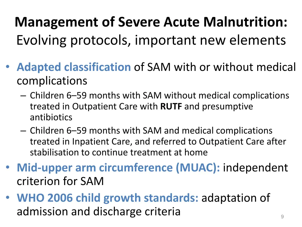 management of severe acute malnutrition evolving 1