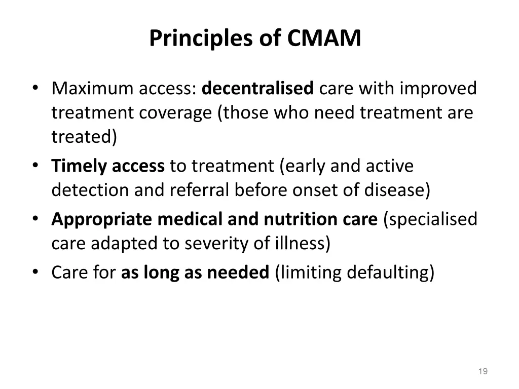principles of cmam