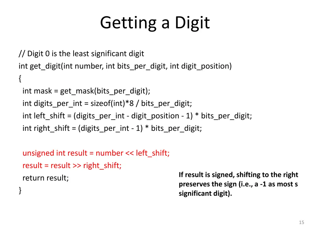 getting a digit