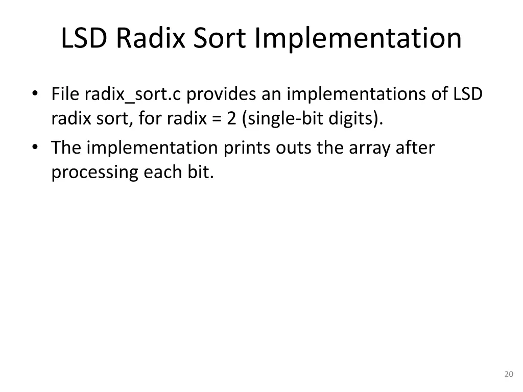 lsd radix sort implementation