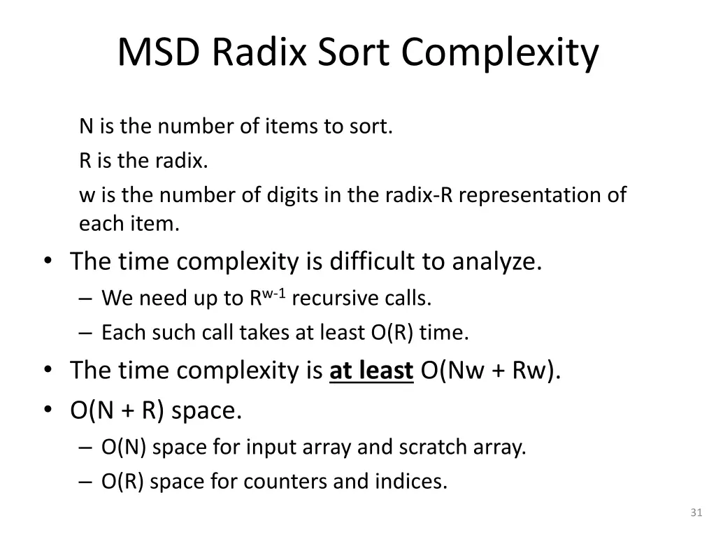 msd radix sort complexity