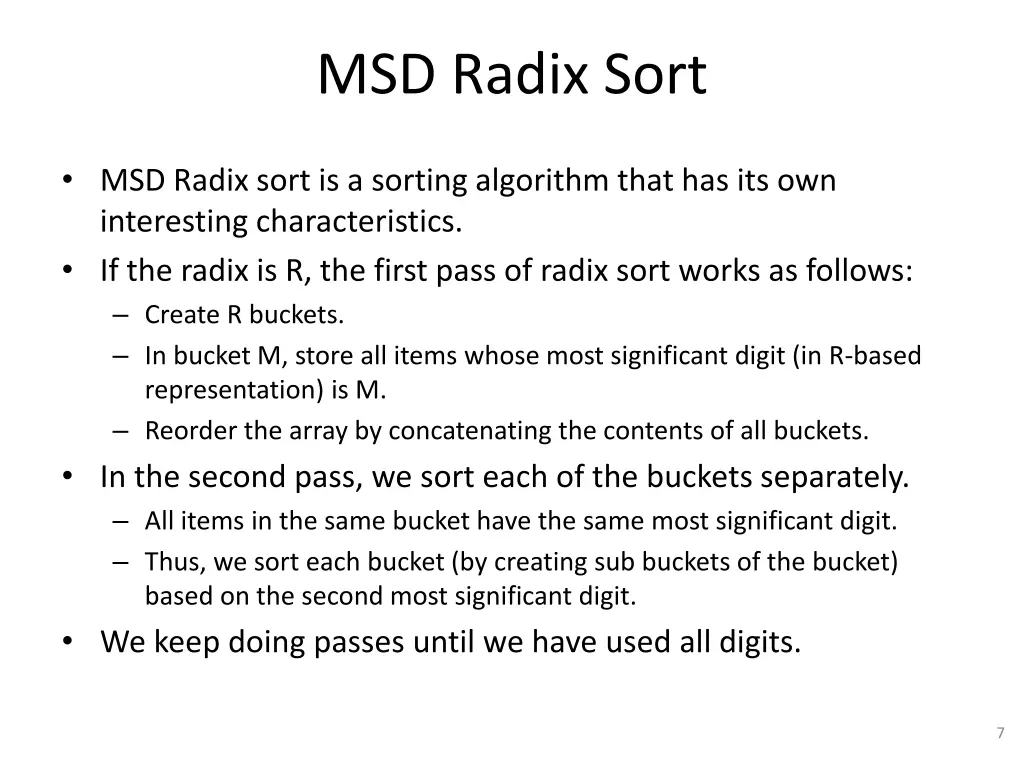 msd radix sort