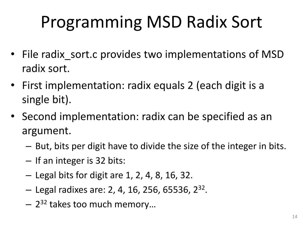 programming msd radix sort 2