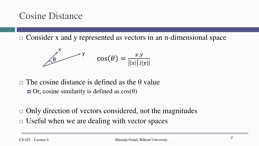 cosine distance