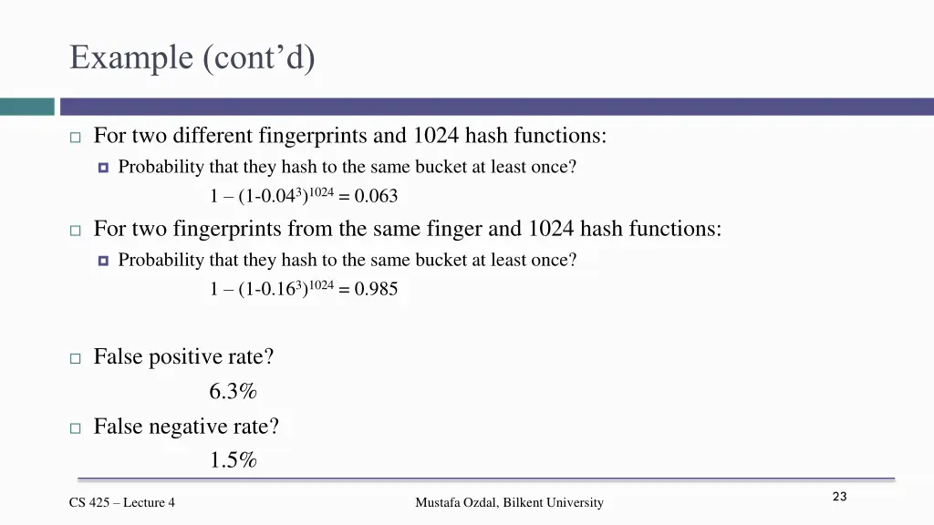 example cont d
