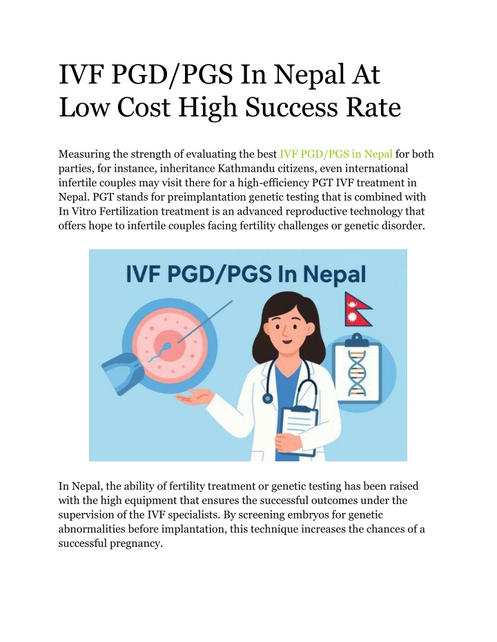 ivf pgd pgs in nepal at low cost high success