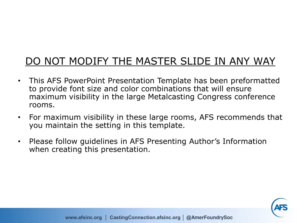 do not modify the master slide in any way