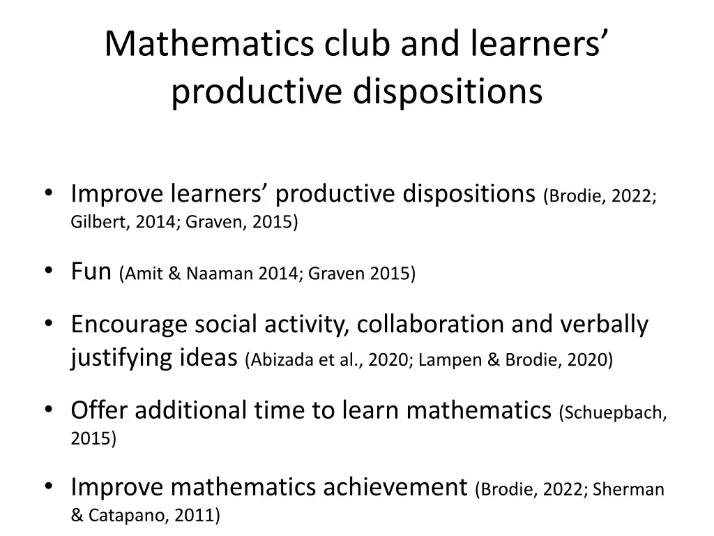 mathematics club and learners productive