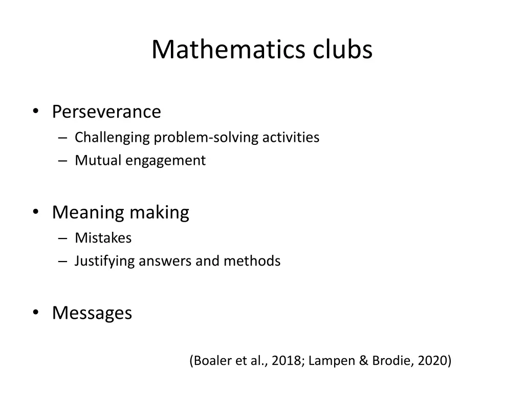 mathematics clubs
