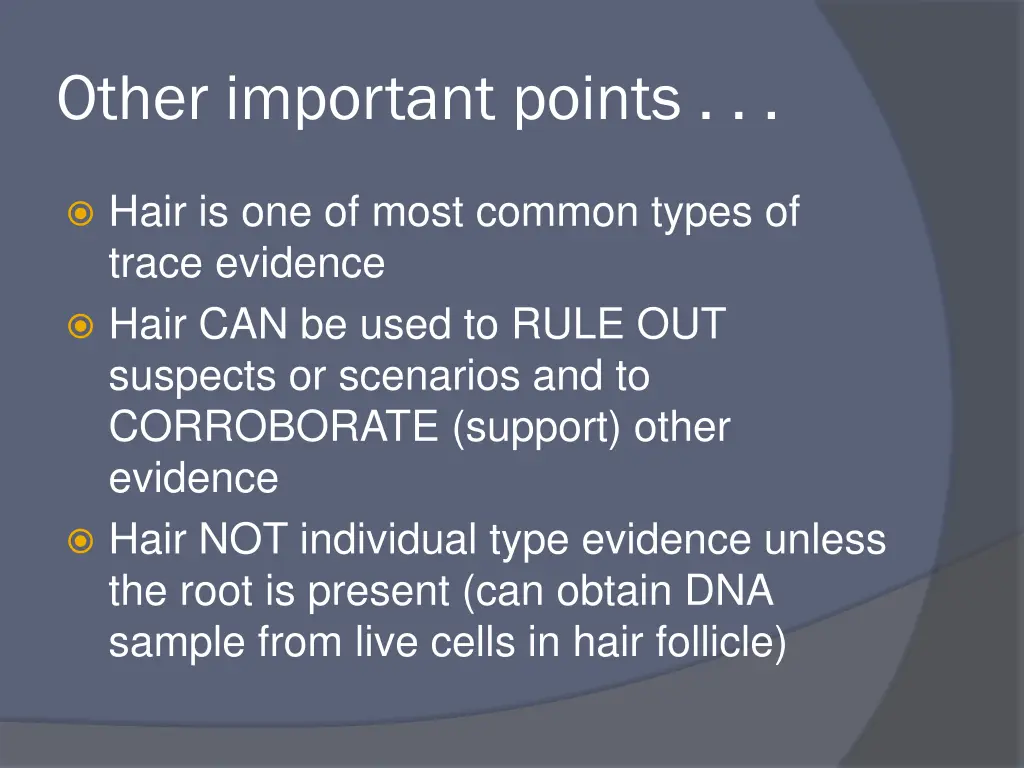 other important points