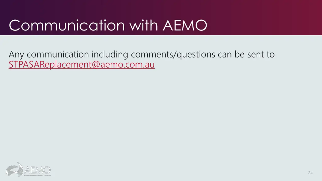 communication with aemo