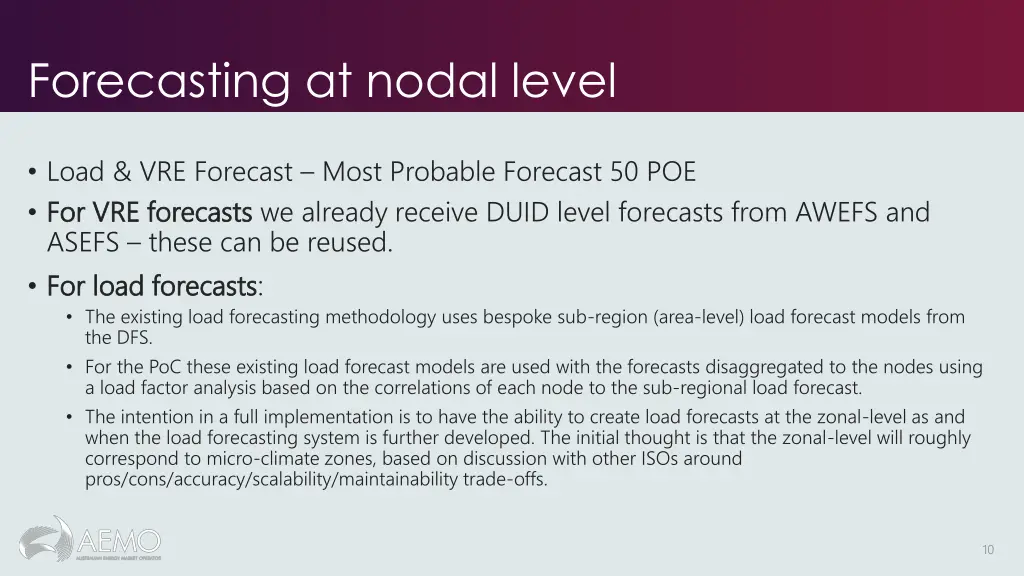 forecasting at nodal level