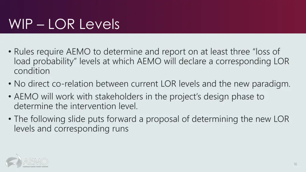 wip lor levels