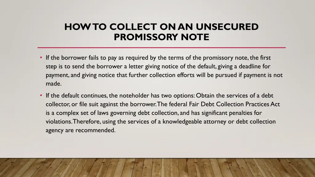 how to collect on an unsecured promissory note