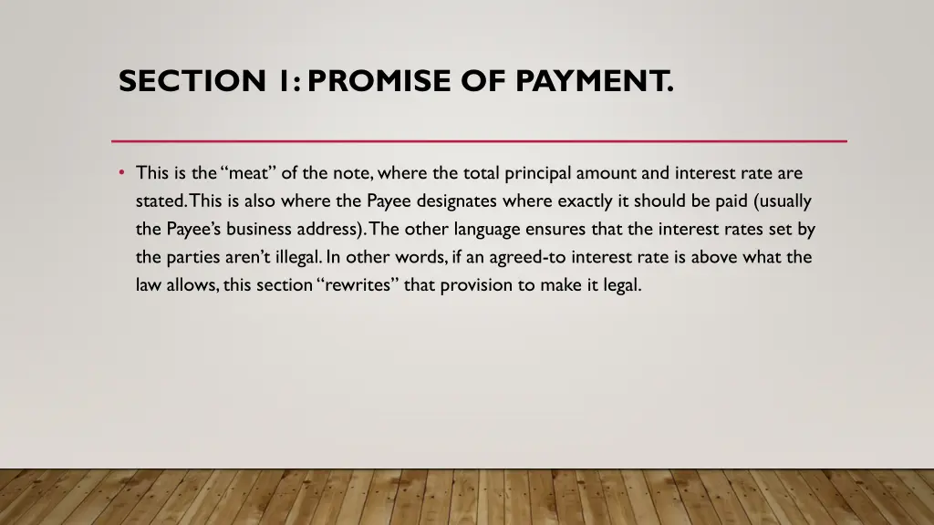 section 1 promise of payment