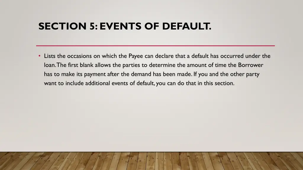 section 5 events of default