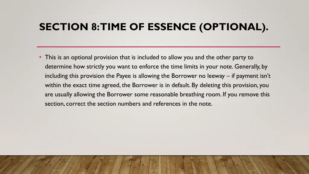section 8 time of essence optional