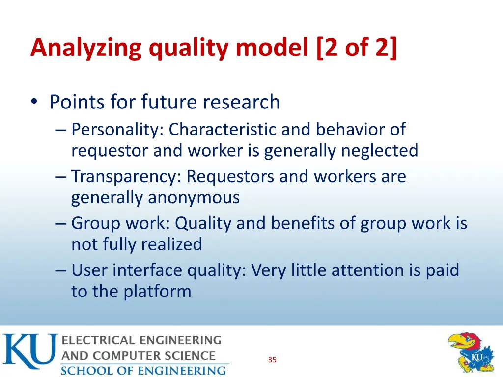 analyzing quality model 2 of 2