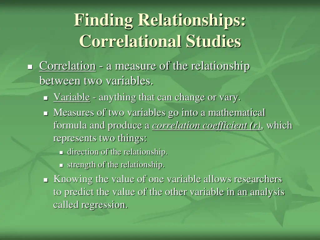 finding relationships correlational studies