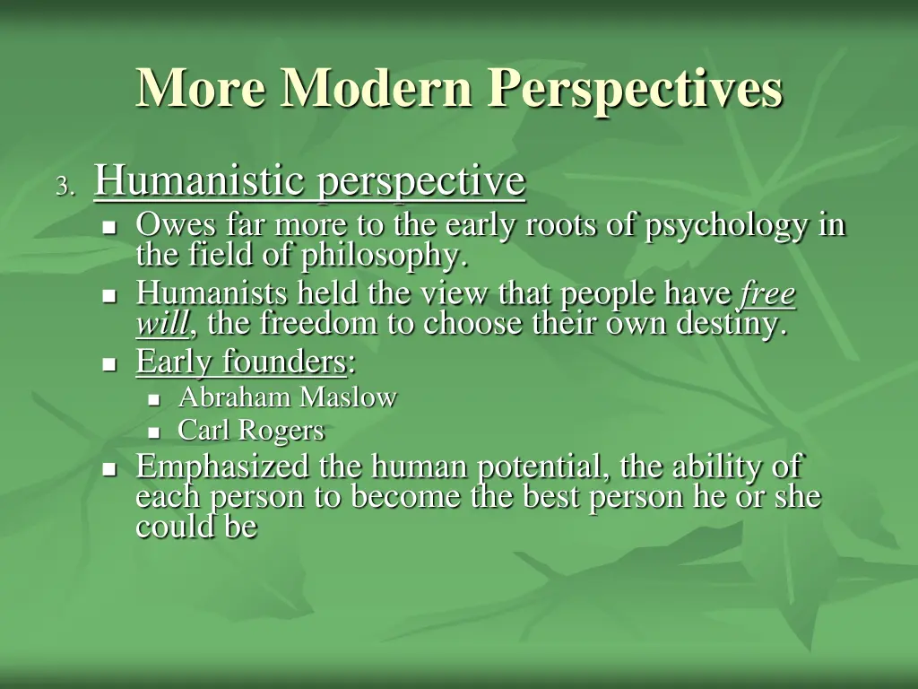 more modern perspectives