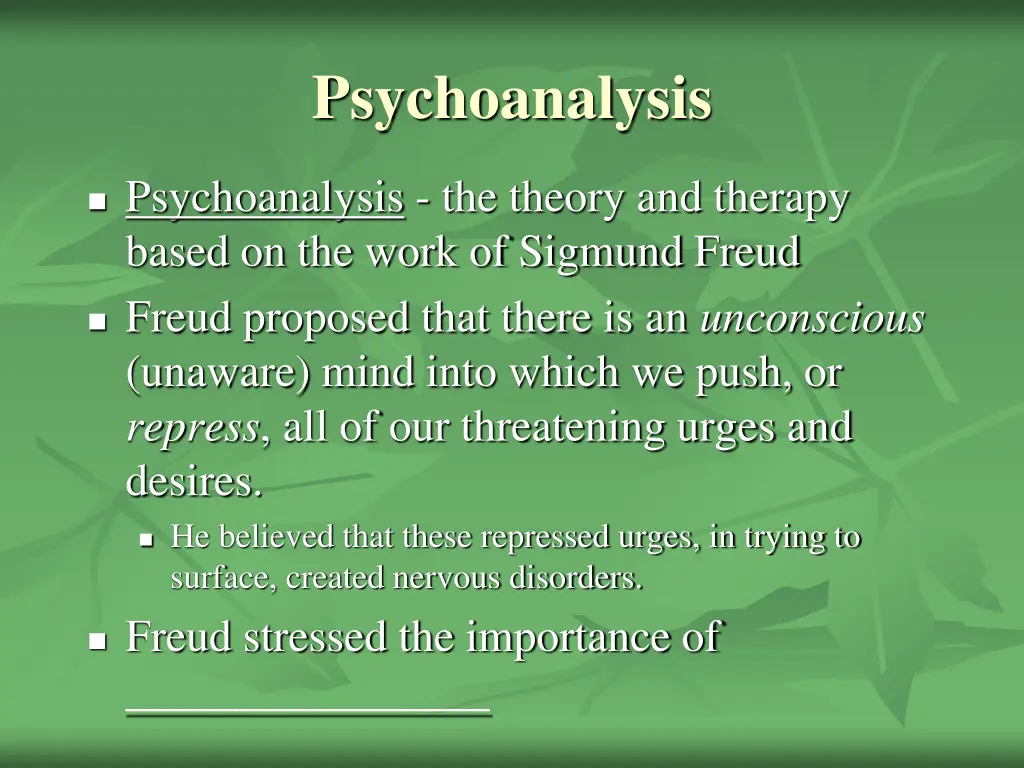 psychoanalysis
