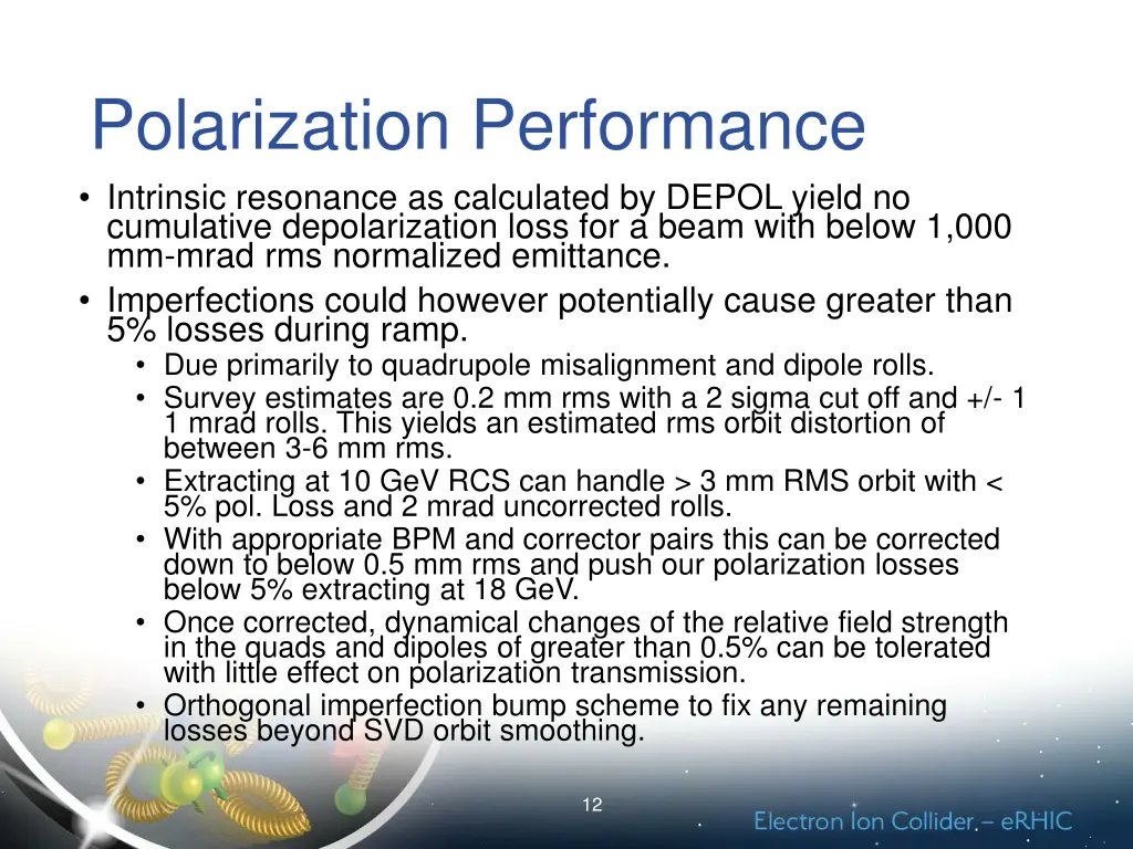 polarization performance intrinsic resonance