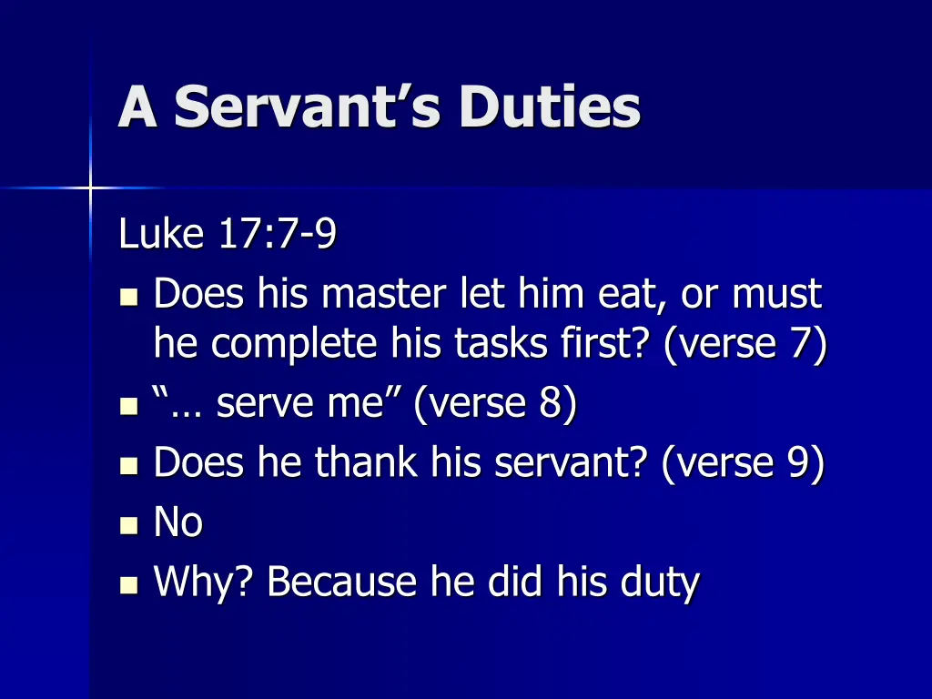 a servant s duties