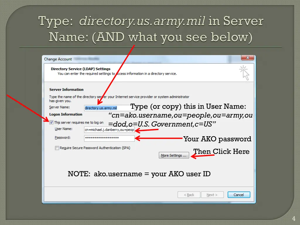 type or copy this in user name