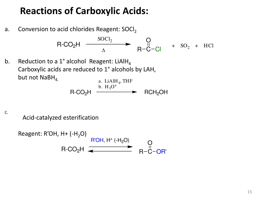 reactions of carboxylic acids