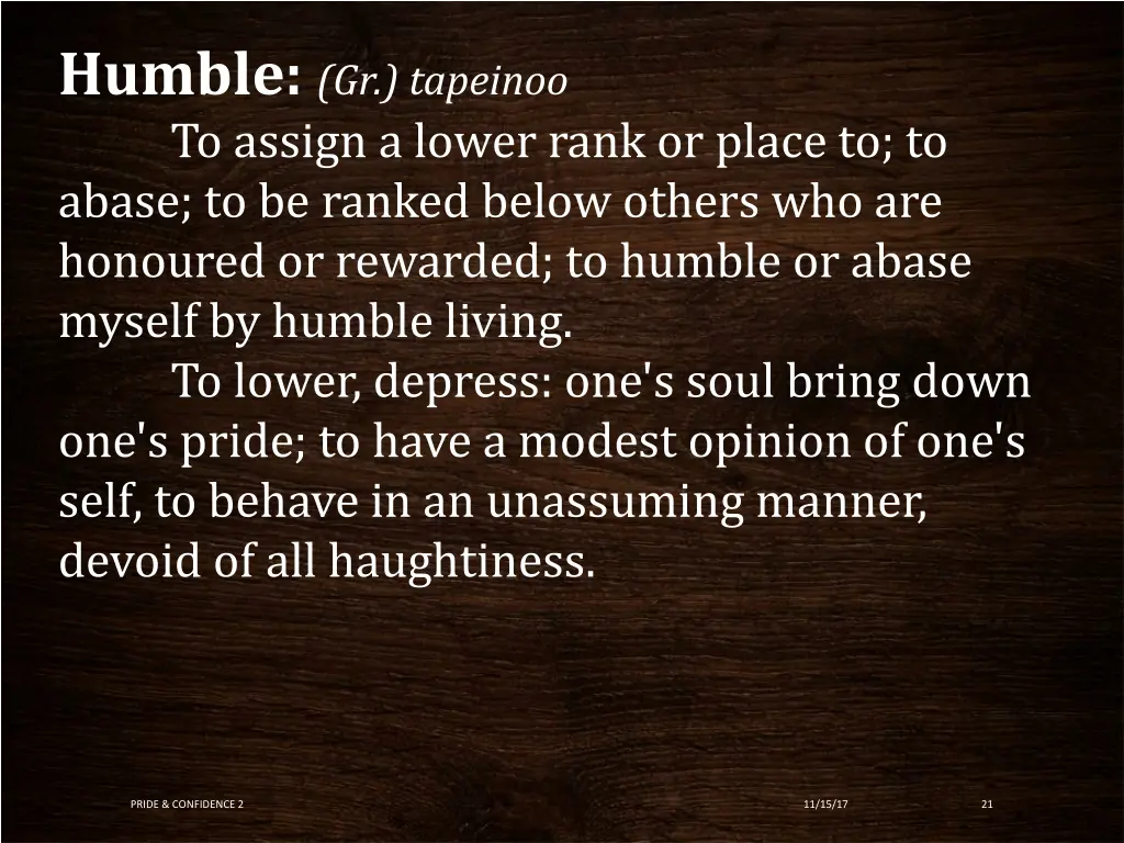 humble gr tapeinoo to assign a lower rank