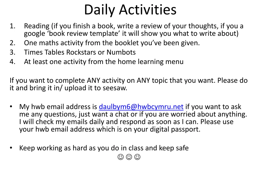 daily activities