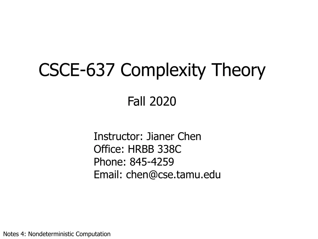 csce 637 complexity theory