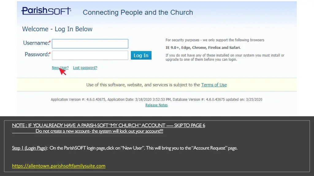 note if you already have a parish soft my church