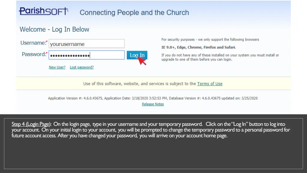 step 4 login page on the login page type in your