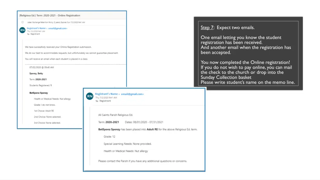 step 7 expect two emails