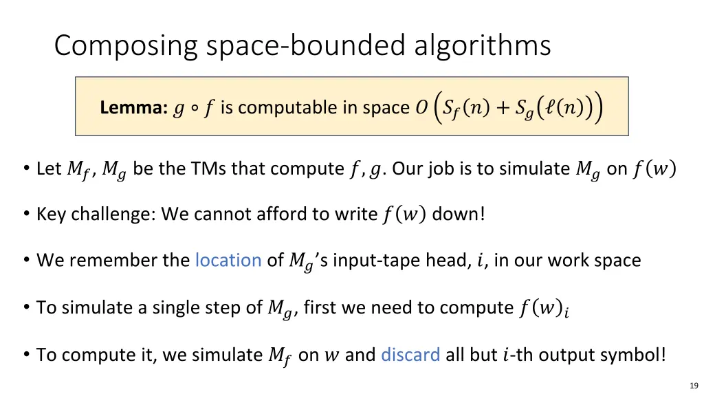 composing space bounded algorithms 1