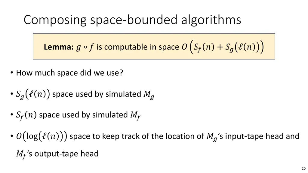 composing space bounded algorithms 2