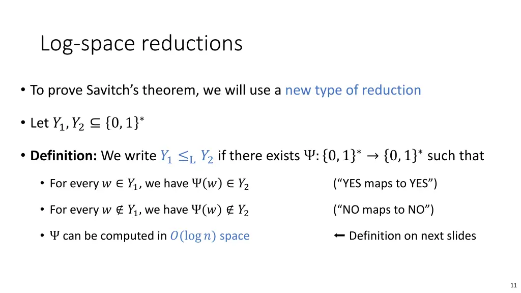log space reductions