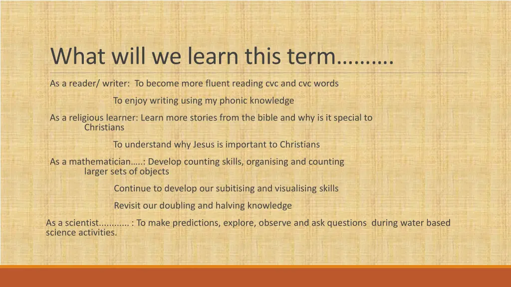 what will we learn this term 1