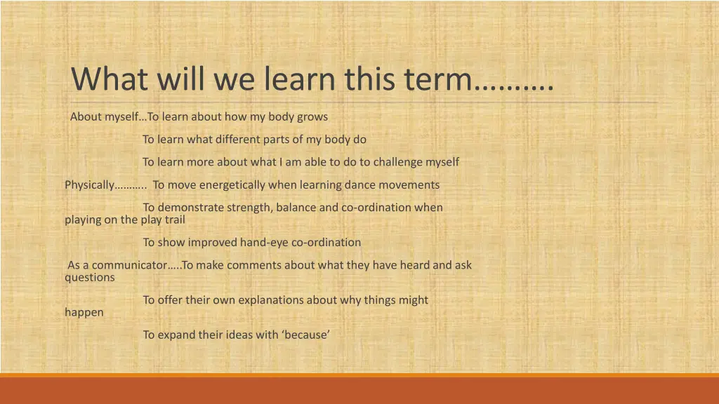 what will we learn this term