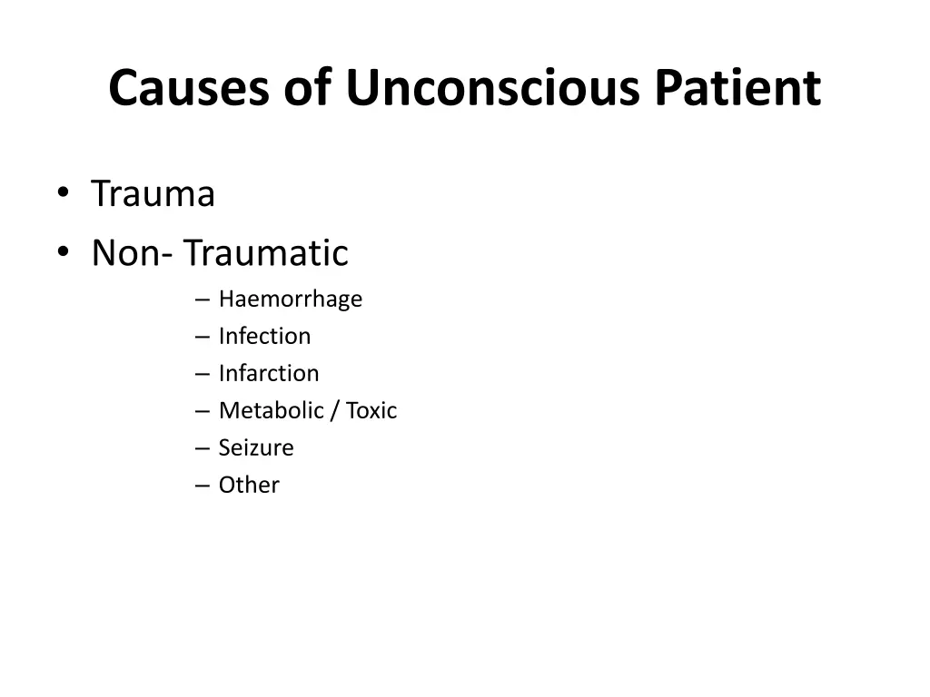 causes of unconscious patient