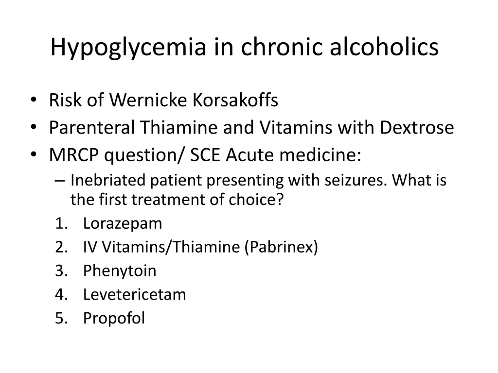 hypoglycemia in chronic alcoholics