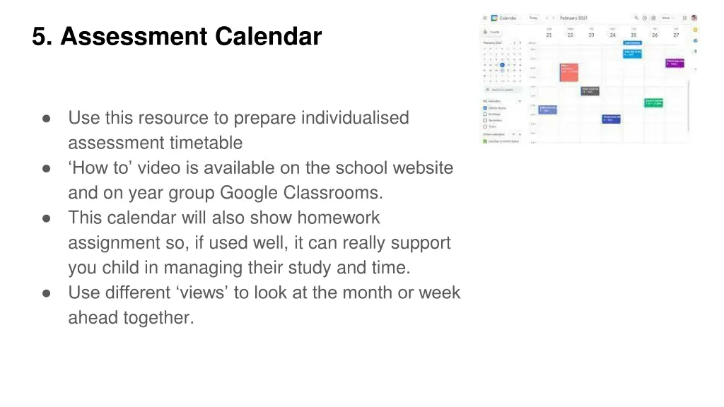 5 assessment calendar