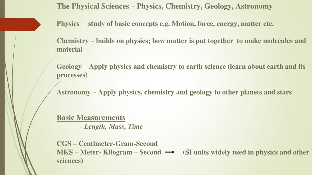 the physical sciences physics chemistry geology